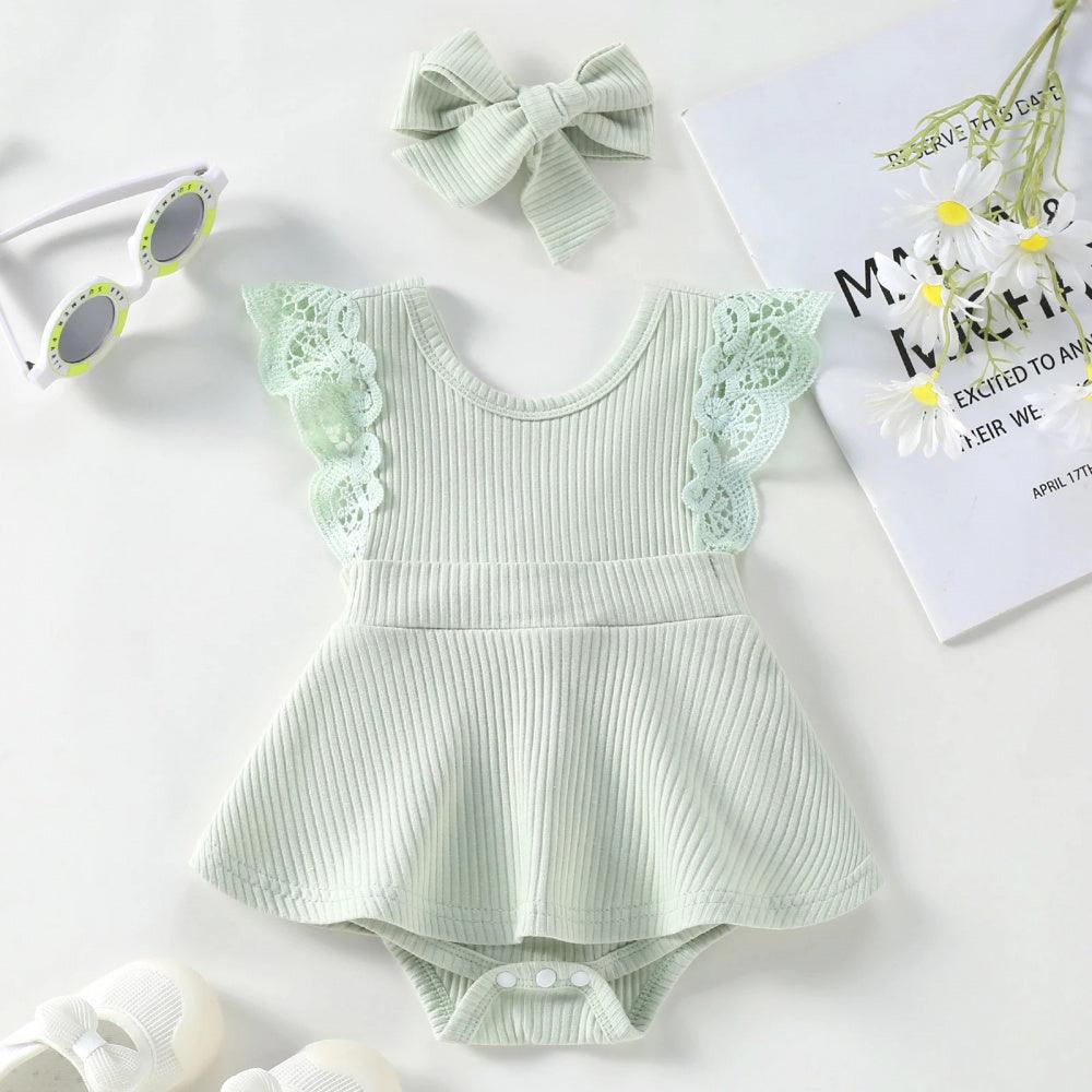 Vestidinho Sisi com Rendas Verde - Minu Kids