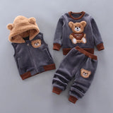 Italy Kids Winter Set – Gray with Large Bear