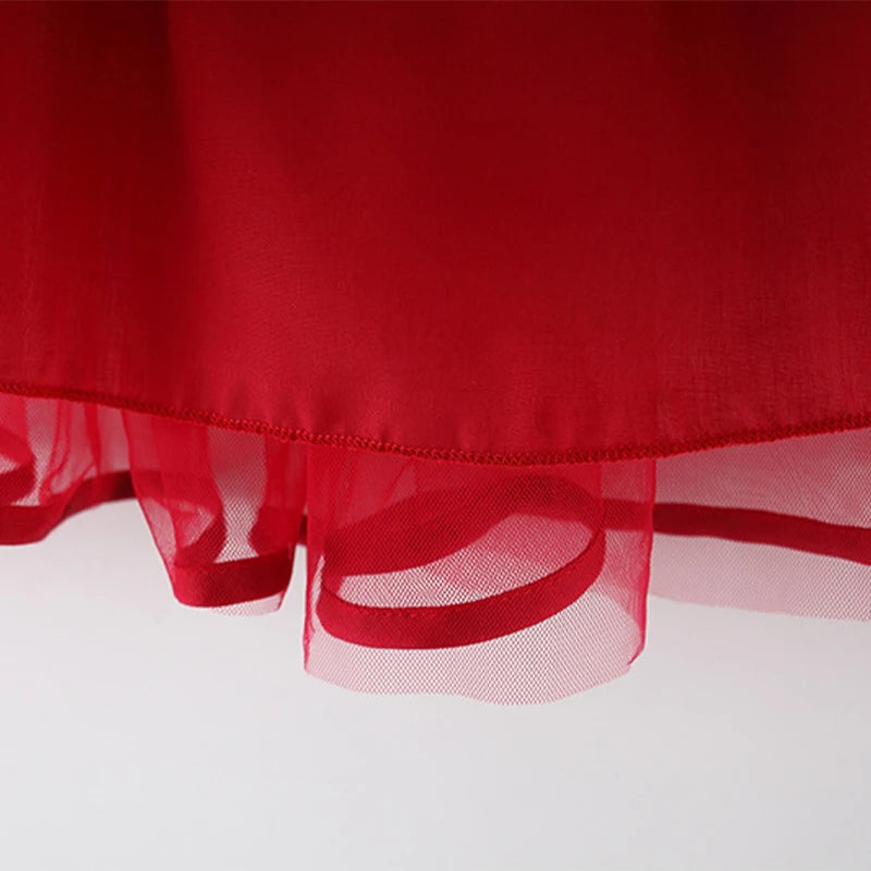 Children's clothing, girls' dress, summer new style, children's evening cloud yarn, flying sleeve princess dress, baby bow dress