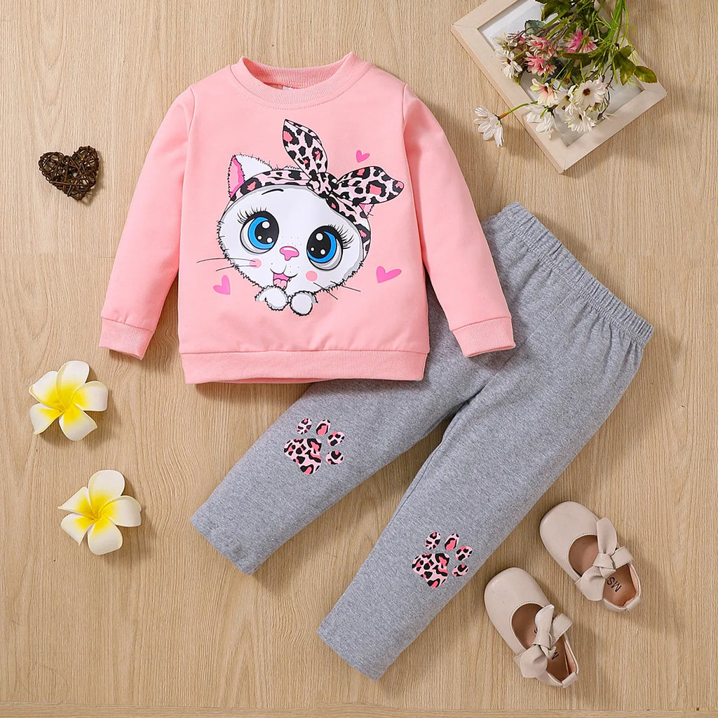 Gray kitty kids winter set