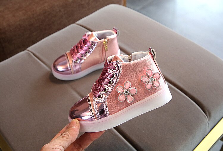 Pink Flower Sneakers (Size 20 to 27)
