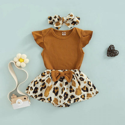 Conjuntinho Olivia Body e Saia com Laço Marrom - Minu Kids