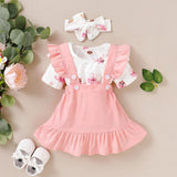 Baby Judi Floral Outfit – Pink Bodysuit and Skirt
