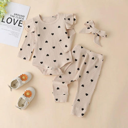 Conjunto Corações Body e Calça Bege - Minu Kids