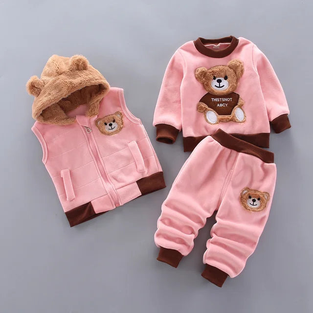 Italy Kids Winter Set – Gray with Large Bear