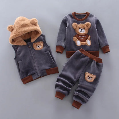 Italy Kids Winter Set – Gray with Dark Brown
