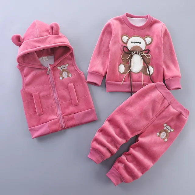 Italy Kids Winter Set – Gray with Large Bear