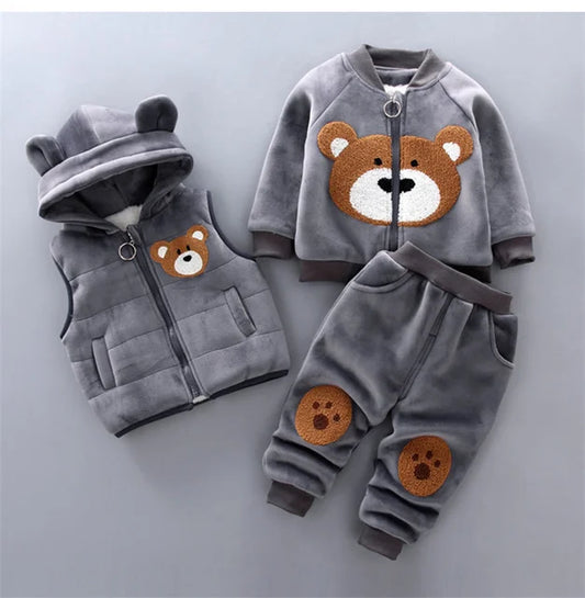 Conjunto de Frio Infantil Italia - Cinza avec Urso Grande