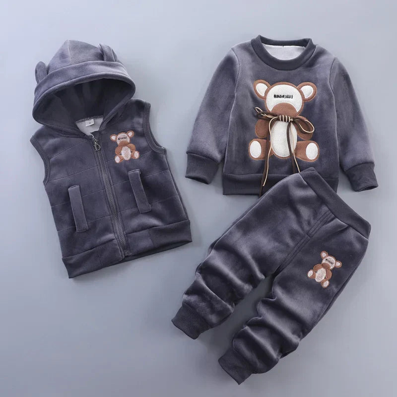 Italy Kids Winter Set – Gray with Dark Brown