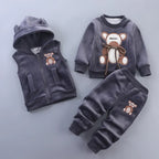 Italy Kids Winter Set – Gray with Dark Brown