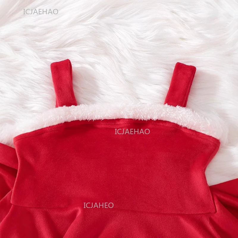 Girls Christmas Velvet Sleeveless Dress 2 Piece Set with Jacket Outfit Kids Party Wear Toddler Clothing New Year Autumn