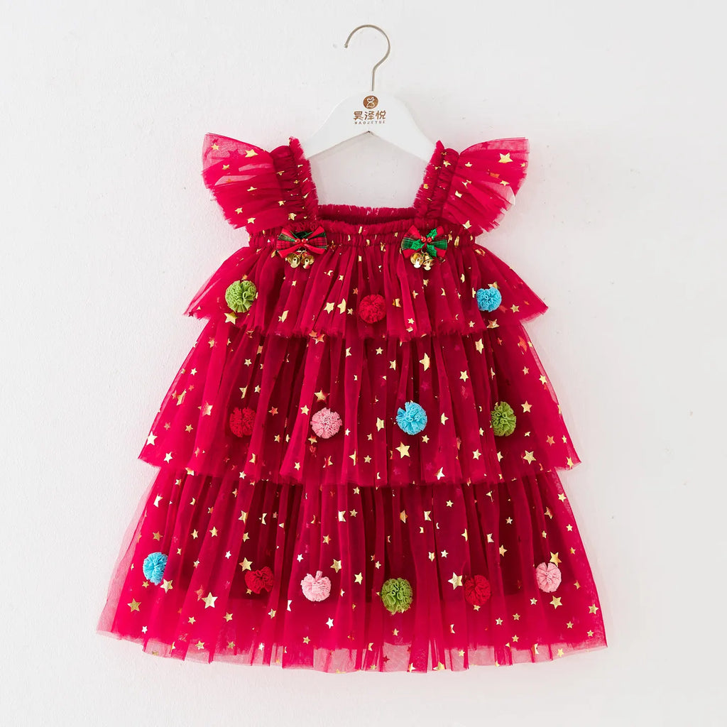 Robe Tutu de noël pour bébé fille, jupe gâteau à manches volantes, vêtements pour tout-petits de 1 à 6 ans, robe de princesse décontractée, carnaval, bal d'halloween