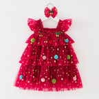 Robe Tutu de noël pour bébé fille, jupe gâteau à manches volantes, vêtements pour tout-petits de 1 à 6 ans, robe de princesse décontractée, carnaval, bal d'halloween