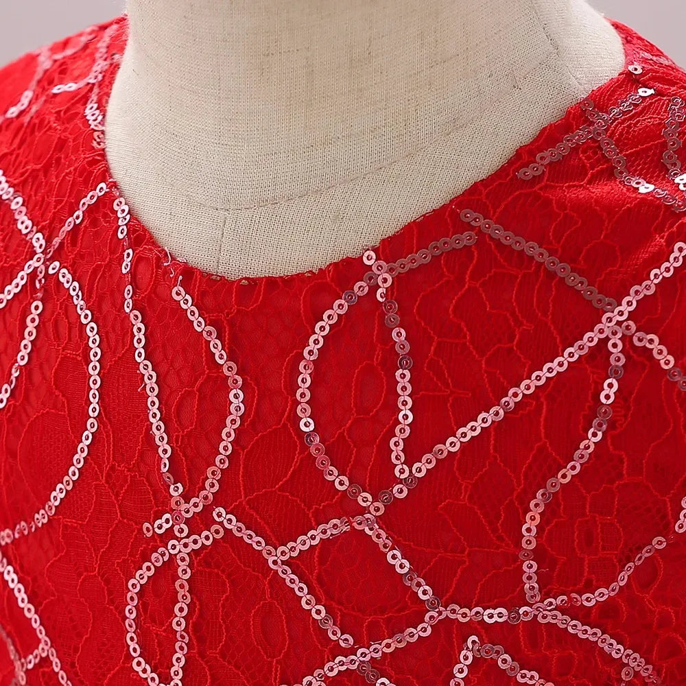 Girls Christmas Dresses baby Santa Claus red gown Bow Cute Baby Party Birthday Kids Wedding Elegant Princess Dress for Girls