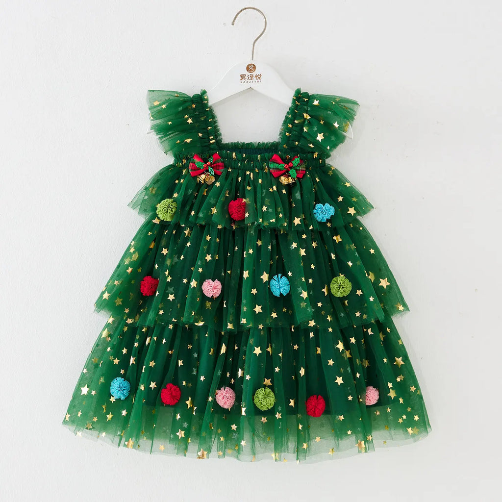 Robe Tutu de noël pour bébé fille, jupe gâteau à manches volantes, vêtements pour tout-petits de 1 à 6 ans, robe de princesse décontractée, carnaval, bal d'halloween
