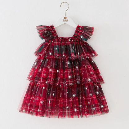 Robe Tutu de noël pour bébé fille, jupe gâteau à manches volantes, vêtements pour tout-petits de 1 à 6 ans, robe de princesse décontractée, carnaval, bal d'halloween