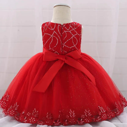 Girls Christmas Dresses baby Santa Claus red gown Bow Cute Baby Party Birthday Kids Wedding Elegant Princess Dress for Girls
