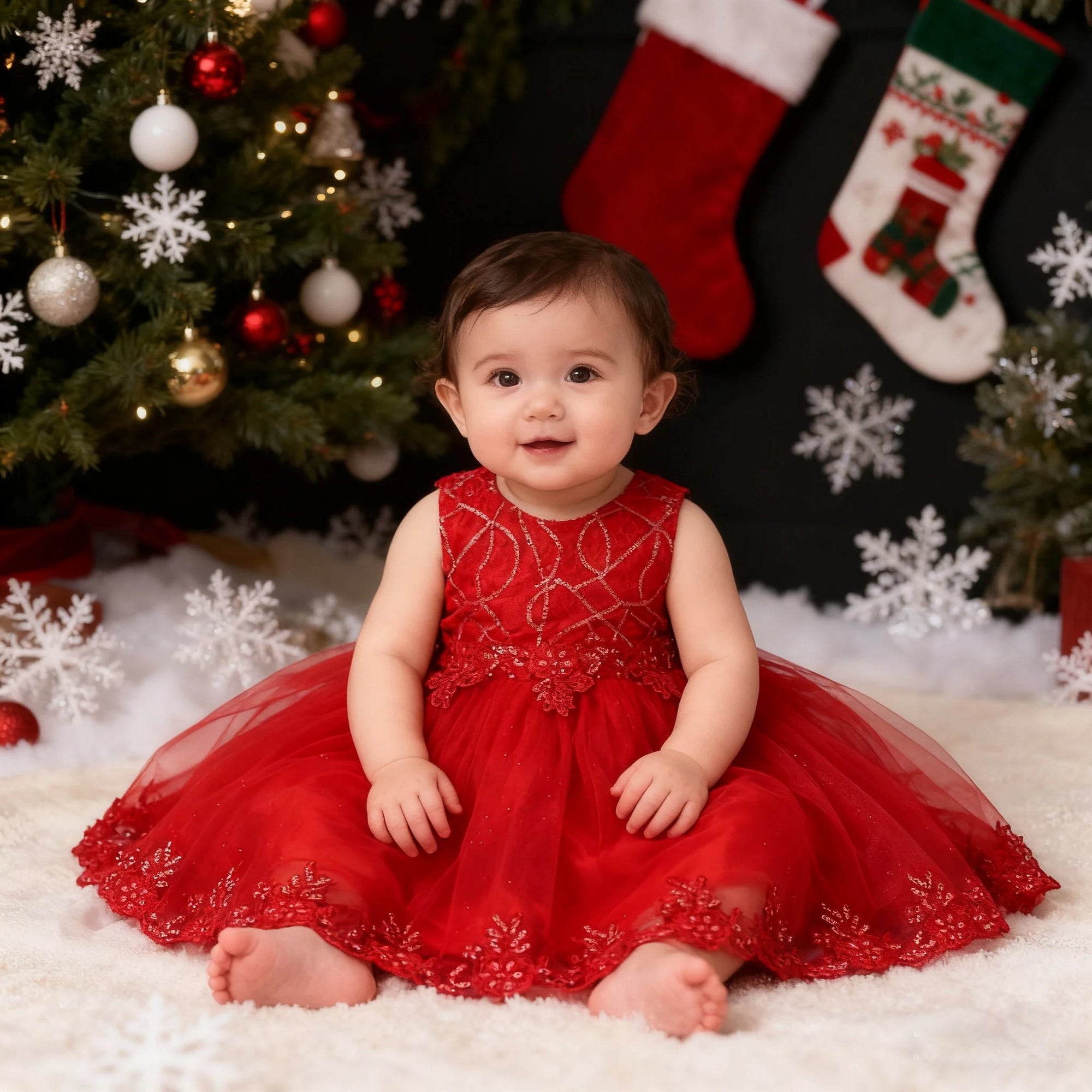 Girls Christmas Dresses baby Santa Claus red gown Bow Cute Baby Party Birthday Kids Wedding Elegant Princess Dress for Girls