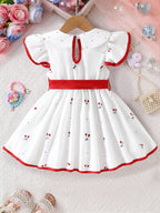 2025 Summer New Girls Infant Floral Print Dress Breathable Baby Princess Dress 0-3 Years Cool Short Sleeve Outfit