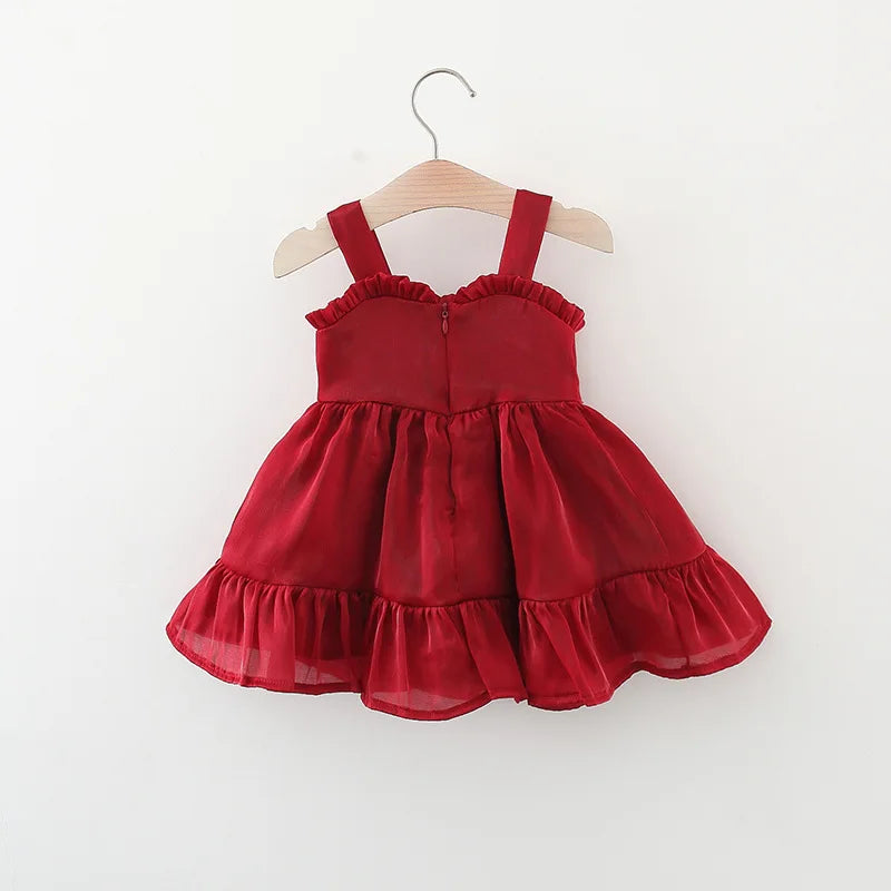 Baby Dress Christmas New Summer Strap Big Butterfly Mesh Dress Suitable for 0-3 Year Old Babies