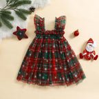 Toddler Christmas Tutu Dress Baby Girl Sleeveless Layered Tulle Dress Little Girl Princess Dresses Christmas Outfit Size 6M-4Y