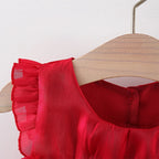 Children's clothing, girls' dress, summer new style, children's evening cloud yarn, flying sleeve princess dress, baby bow dress