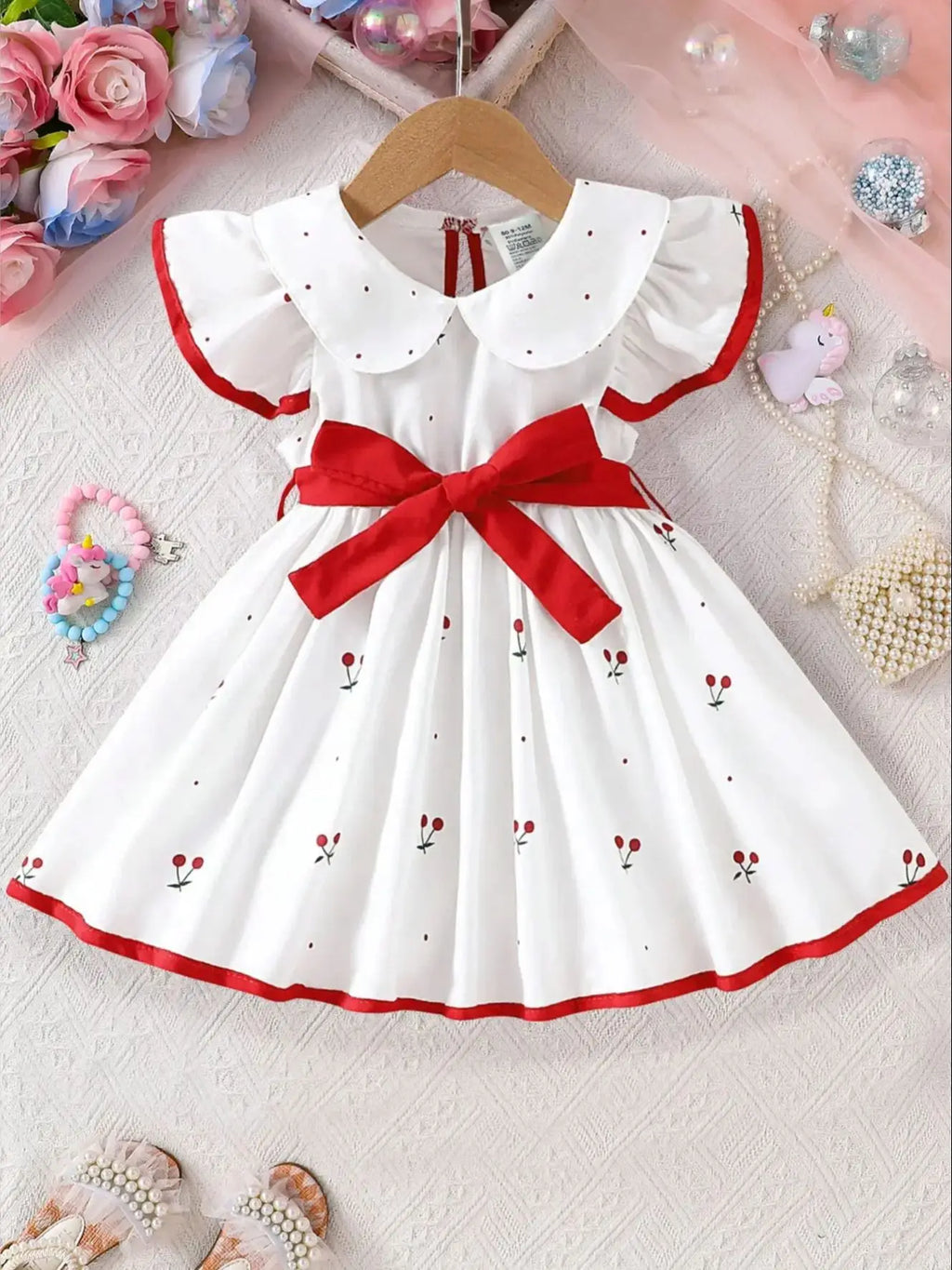 2025 Summer New Girls Infant Floral Print Dress Breathable Baby Princess Dress 0-3 Years Cool Short Sleeve Outfit