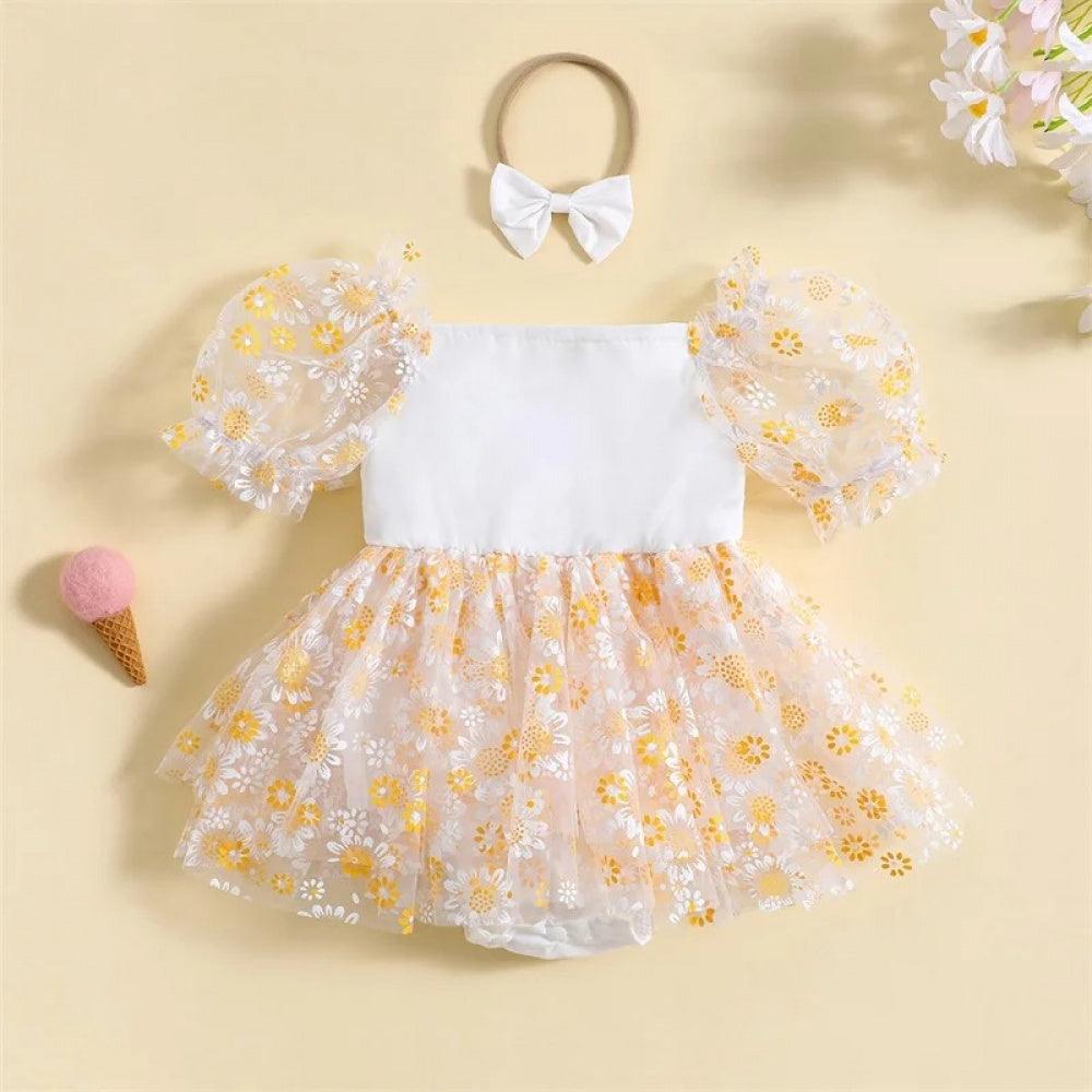 Vestidinho Pandinha Nina Florzinhas Branco - Minu Kids