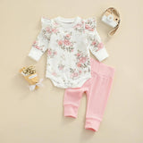 Baby Nina Floral Outfit – Pink Bodysuit and Pants