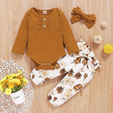 Baby Floral Outfit – Yellow Long Sleeve Bodysuit and Pants