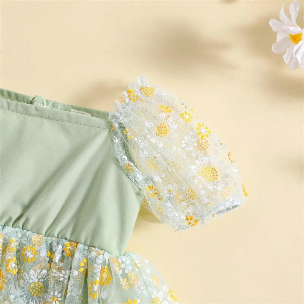 Vestidinho Pandinha Nina Florzinhas Verde - Minu Kids