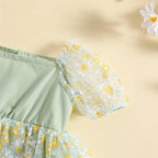 Vestidinho Pandinha Nina Florzinhas Verde - Minu Kids