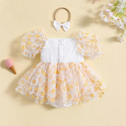 Vestidinho Pandinha Nina Florzinhas Branco - Minu Kids