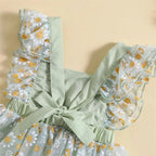 Vestidinho Nina Florzinhas com Laço Verde - Minu Kids