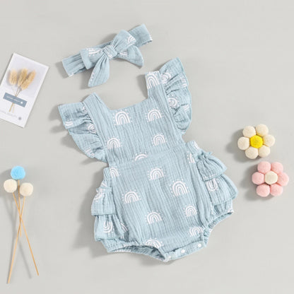 Romper Arco-Íris Lili com Laço Azul - Minu Kids