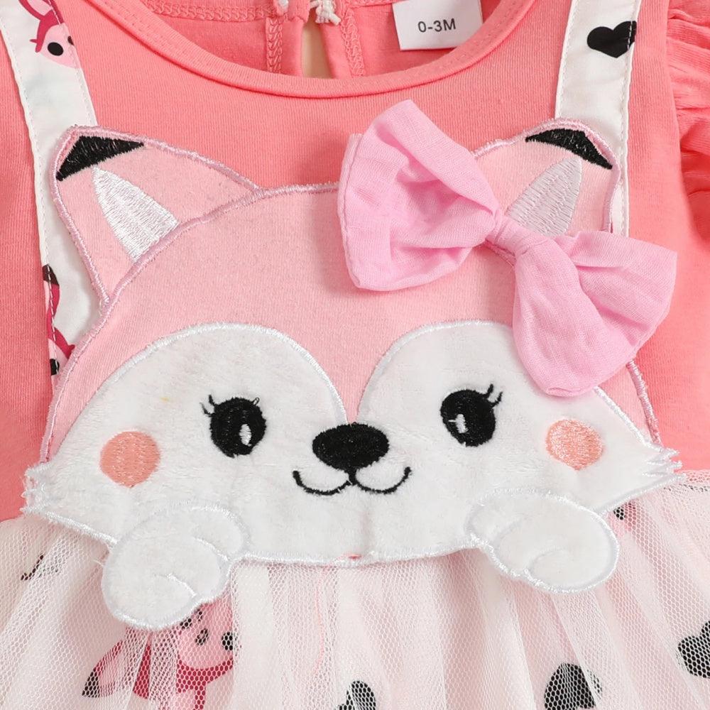 Vestidinho Animals Tule Rosa - Minu Kids
