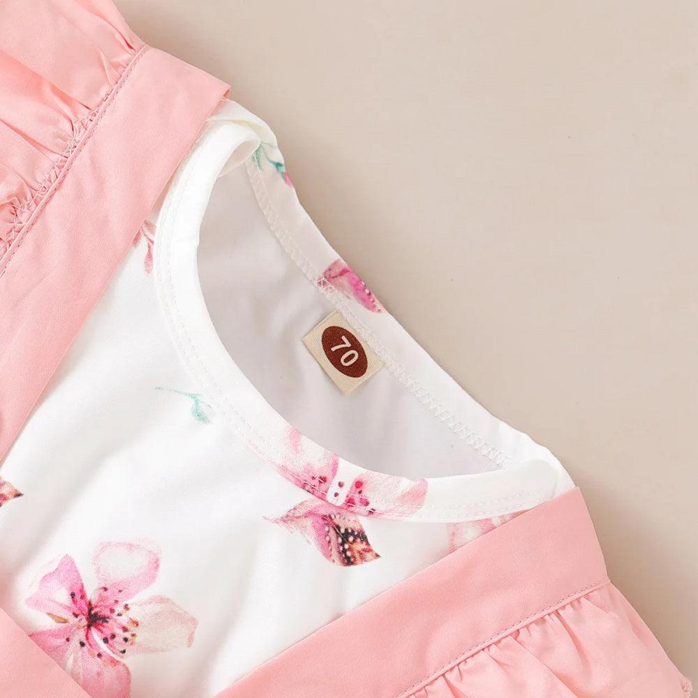 Conjunto Judi Flores Body e Saia Rosa - Minu Kids