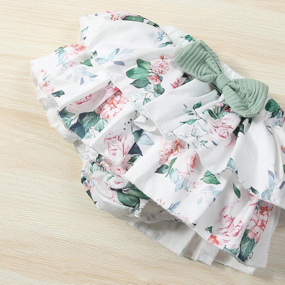 Conjunto Floral Body e Saia Verde - Minu Kids