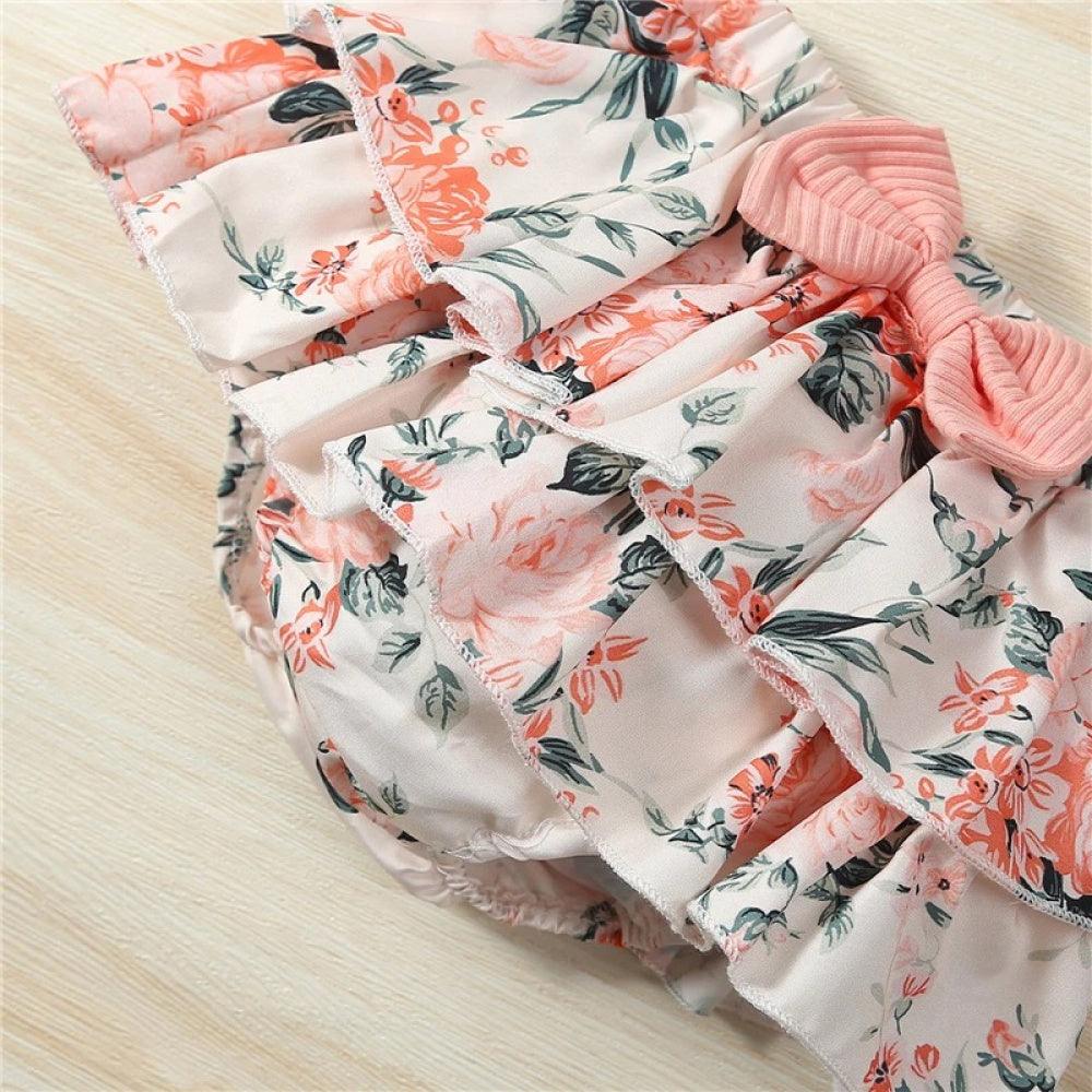 Conjunto Floral Body e Saia Rosa - Minu Kids