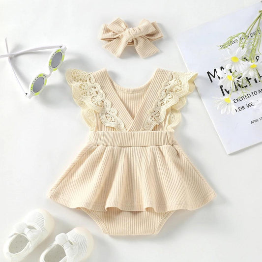 Vestidinho Sisi com Rendas Bege - Minu Kids