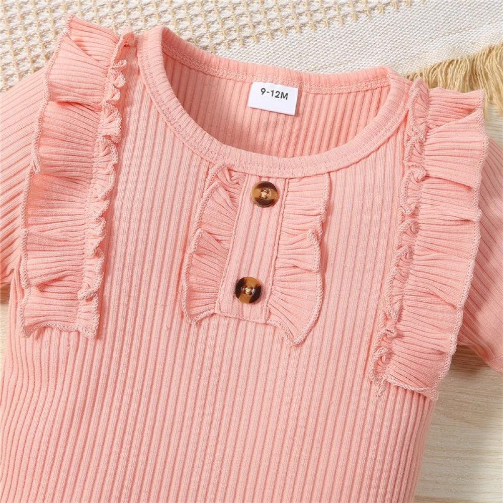 Conjunto Floral Body e Saia Rosa - Minu Kids