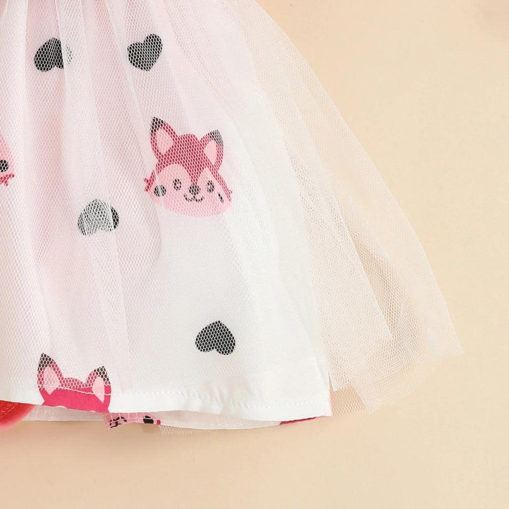 Vestidinho Animals Tule Rosa - Minu Kids