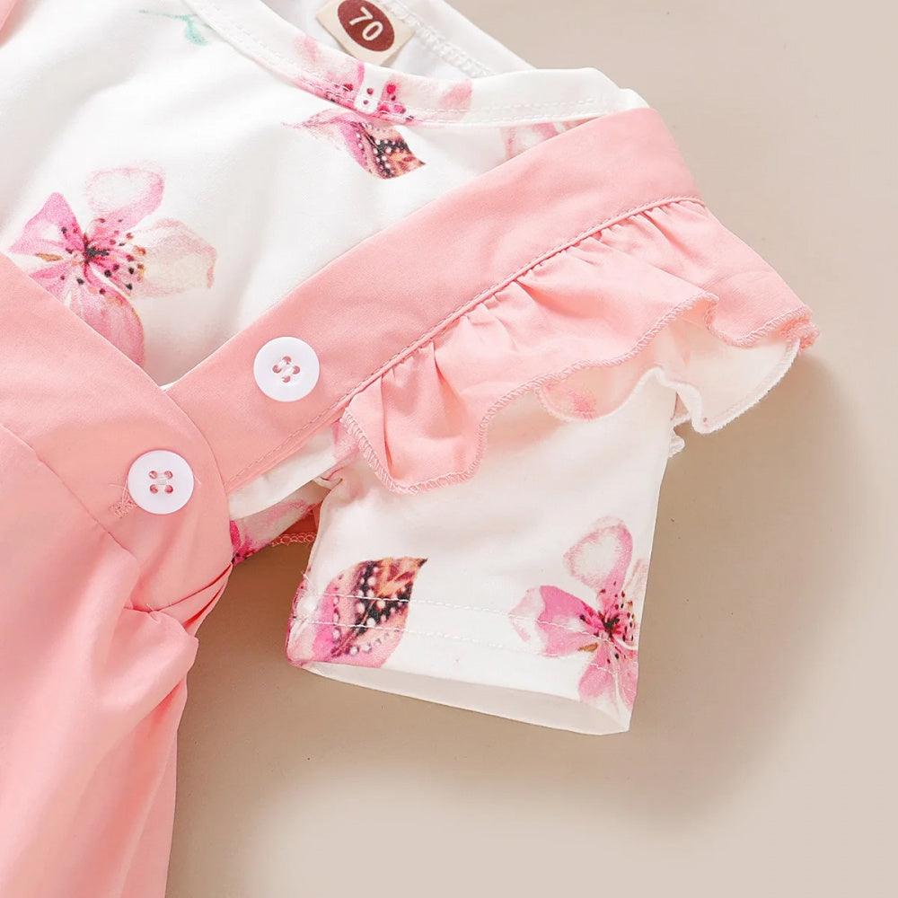Conjunto Judi Flores Body e Saia Rosa - Minu Kids