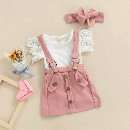 Conjuntinho Nina Body e Saia Rosa - Minu Kids