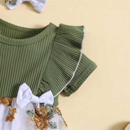 Vestido Lila Floral Verde - Minu Kids
