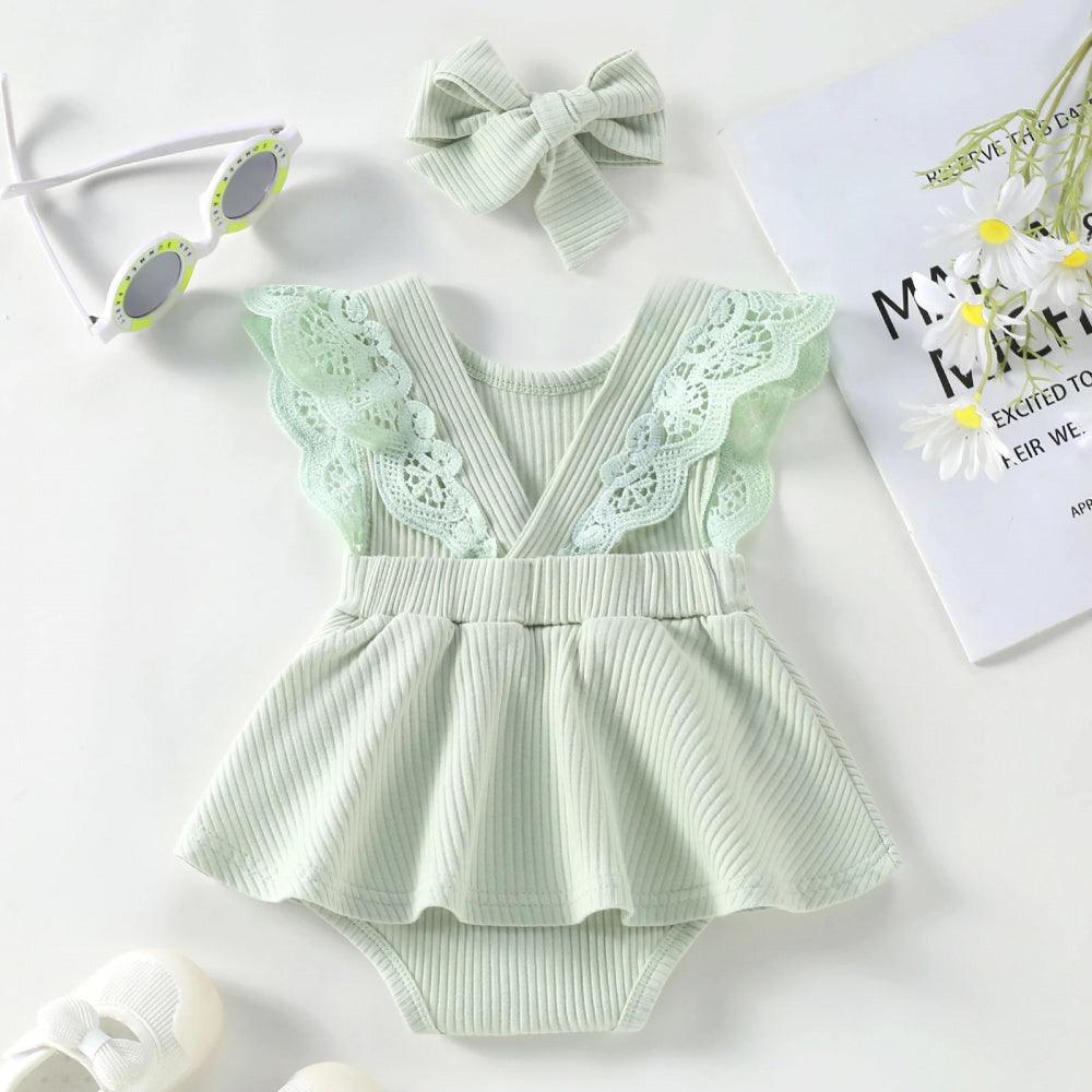Vestidinho Sisi com Rendas Verde - Minu Kids
