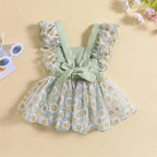 Vestidinho Nina Florzinhas com Laço Verde - Minu Kids