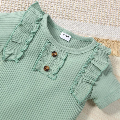 Conjunto Floral Body e Saia Verde - Minu Kids