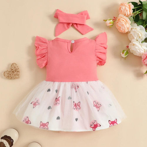Vestidinho Animals Tule Rosa - Minu Kids