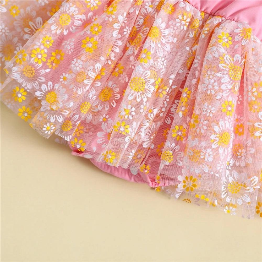 Vestidinho Nina Florzinhas Rosa - Minu Kids